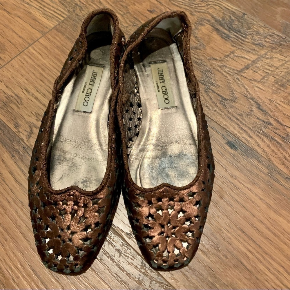 JIMMY CHOO Momo bronze leather ballet flats. Size 38.5. Made in Italy - Picture 3 of 8
